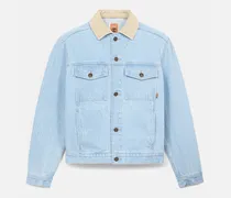 All Gender Cord-Jeansjacke mit Kragen in Hellblau, Blau, Größe