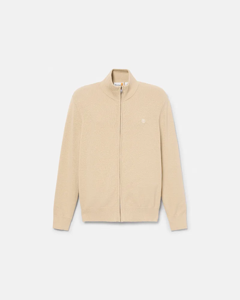 Timberland Johns River Baumwollpullover mit durchgehendem Reißverschluss für Herren in Beige, Herren, Beige, Größe Beige