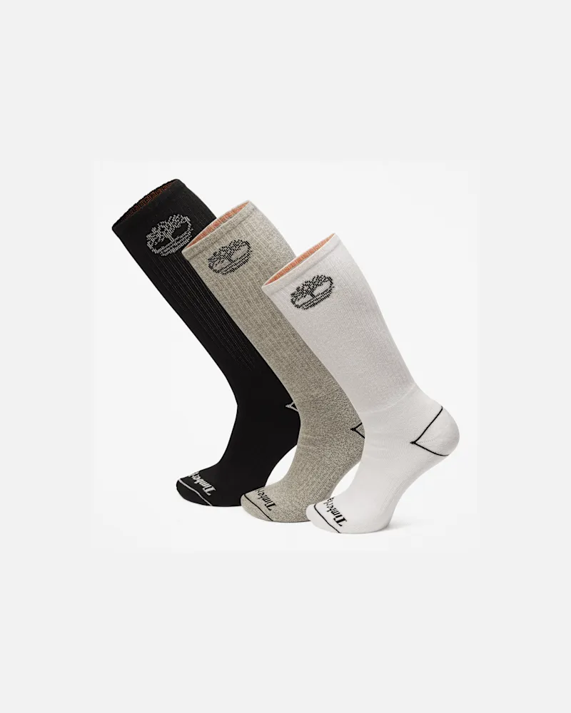 Timberland Bowden Crew-Socken mit durchgehender Polsterung und Baum-Logo im 3er-Pack in Mehrfarbig, Mehrfarbig, Größe Mehrfarbig