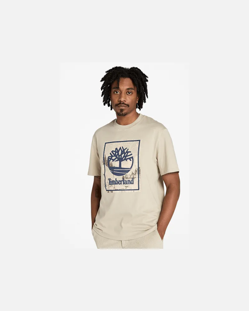 Timberland T-Shirt mit saisonalem, grafischem Stapellogo für Herren in Grau, Herren, Grau, Größe Grau
