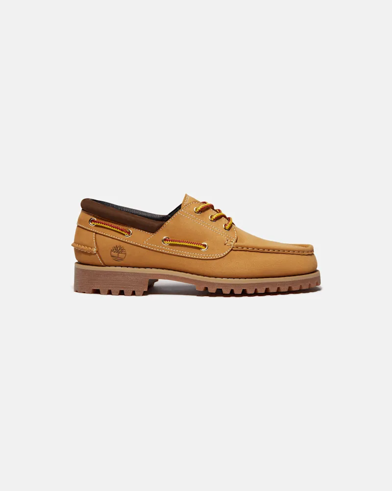 Timberland Handgenähter Timberland Authentic 3-Eye Lug Bootsschuh für Herren in Gelb, Herren, Gelb, Größe Gelb