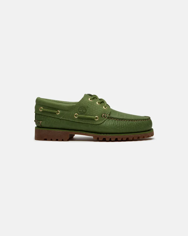 Timberland All Gender Handgenähter Timberland Authentic 3-Eye Lug Bootsschuh in Grün, Grün, Größe Grün
