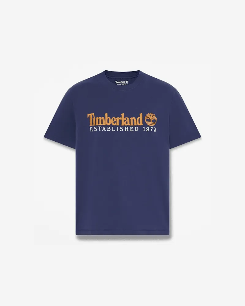 Timberland Kurzarm-T-Shirt mit „Established 1973"-Stickerei für Herren in Dunkelblau, Herren, Blau, Größe Blau