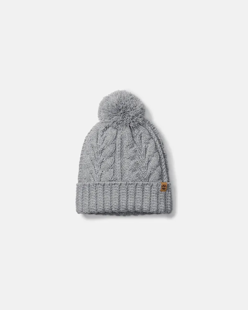 Timberland Strickmütze mit Zopfmuster in Dunkelgrau, Damen, Grau Grau