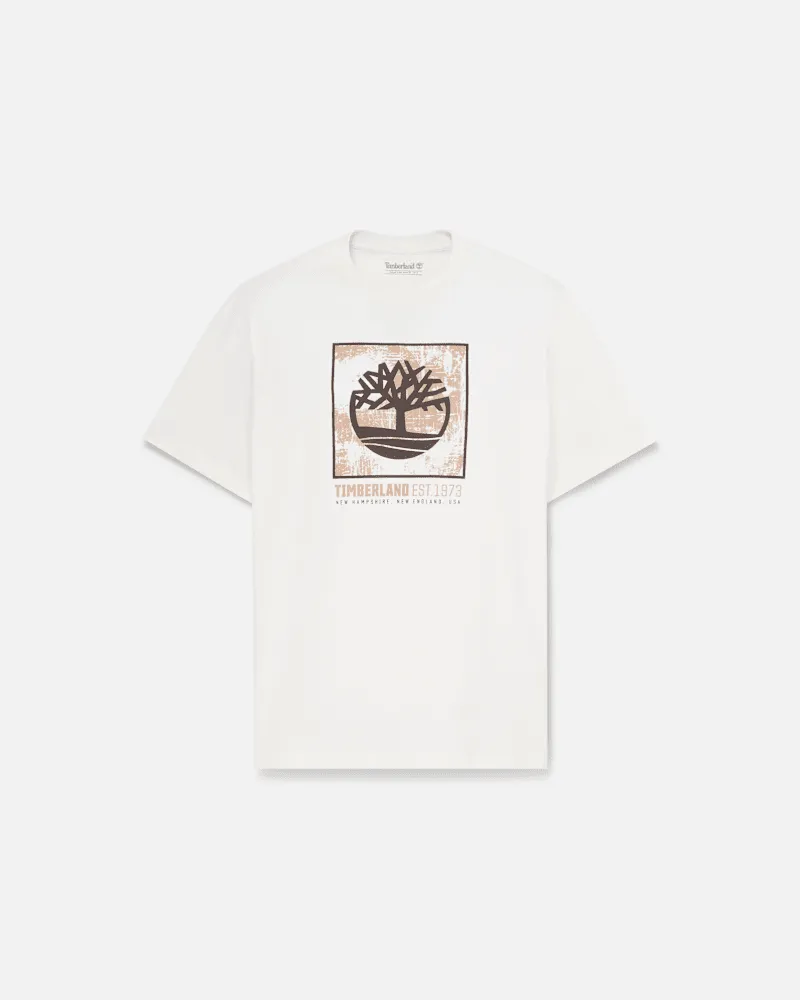 Timberland Kurzärmeliges T-Shirt mit Stapellogo für Herren in Weiß, Herren, Weiß, Größe Weiß