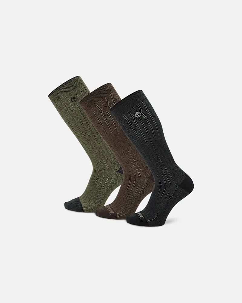 Timberland Knielange Timberland Danforth Socken im 3er-Pack für Herren in Dunkelgrün, Herren, Grün, Größe Grün