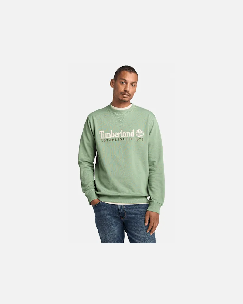 Timberland Rundhals-Sweatshirt mit aufgesticktem „Established 1973"-Logo für Herren in Grün, Herren, Grün, Größe Grün