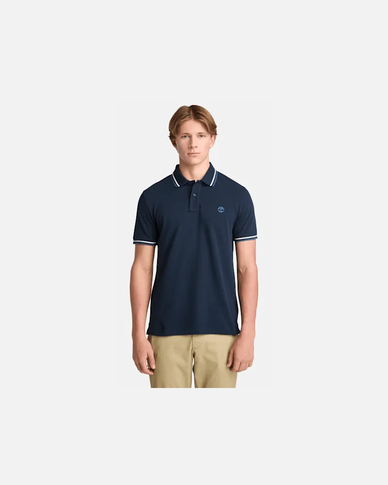 Timberland Kurzärmeliges Oyster River Poloshirt mit Streifendesign für Herren in Dunkelblau, Herren, Blau, Größe Blau