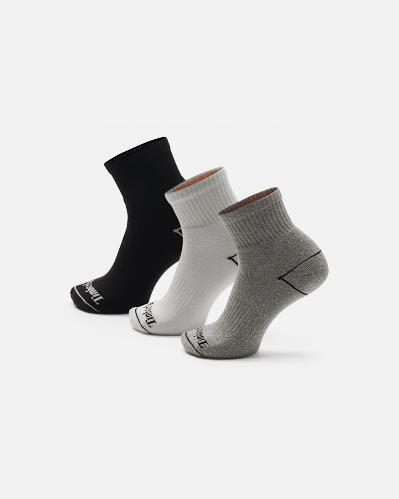 Timberland Bowden Quarter Socken mit durchgehender Polsterung im 3er-Pack in Mehrfarbig, Mehrfarbig, Größe Mehrfarbig