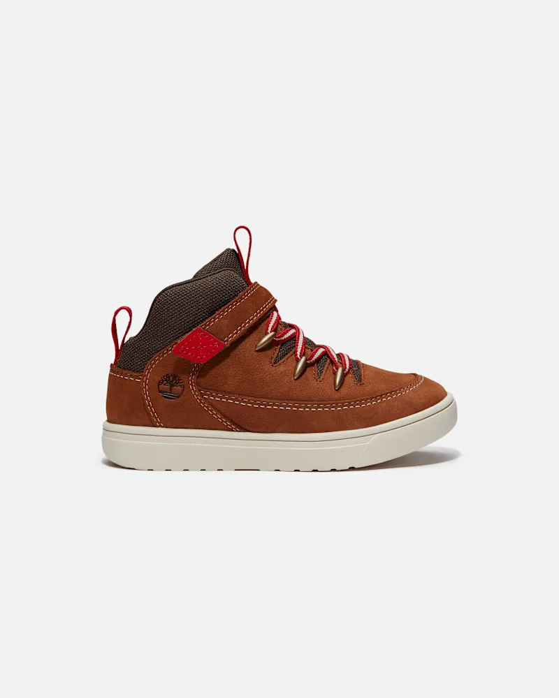 Timberland Halbhoher Lisbon Street Sneaker mit Klettverschluss für Jugendliche in Braun/Dunkelbraun, Braun, Größe Braun