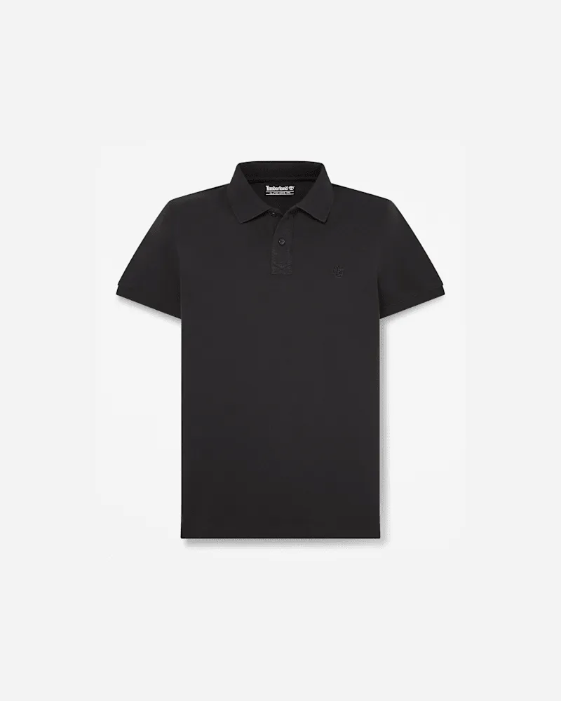 Timberland Oyster River Kurzarm-Polohemd mit schmaler Passform für Herren in Schwarz, Herren, Schwarz, Größe Schwarz