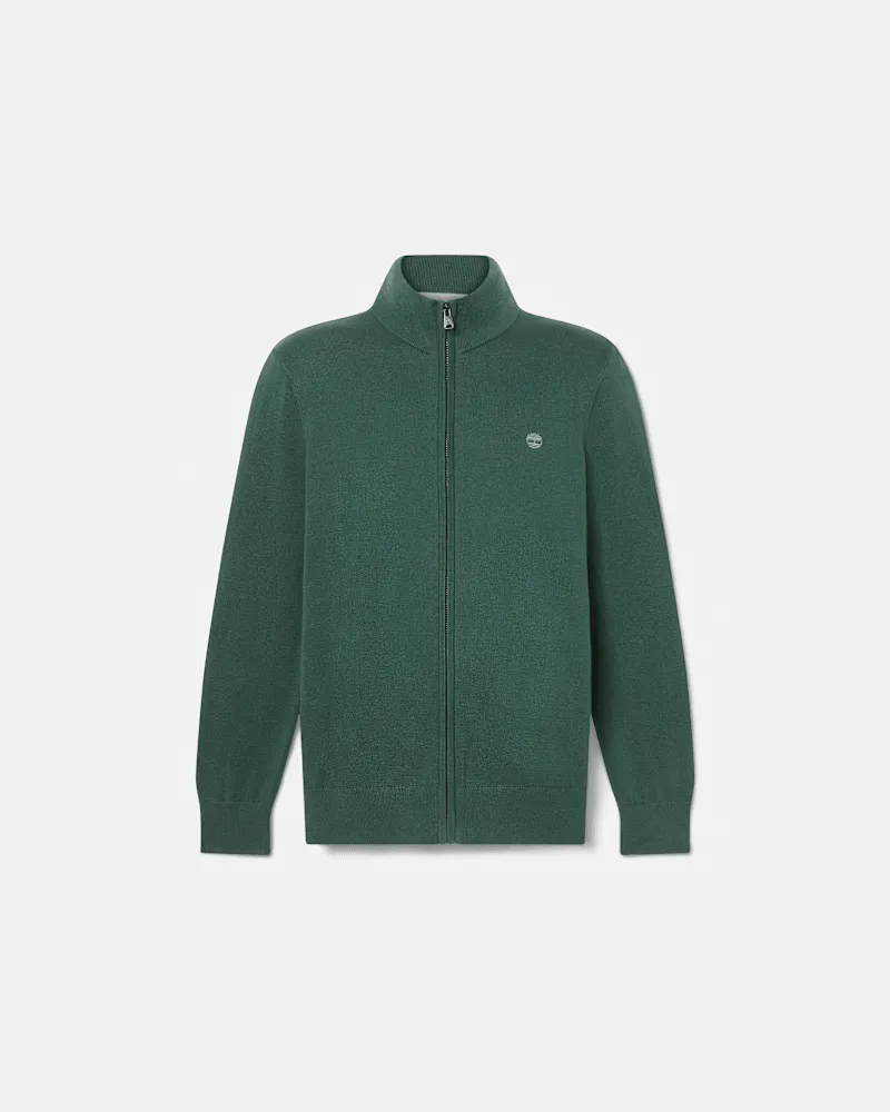 Timberland Williams River Baumwollpullover mit durchgehendem Reißverschluss für Herren in Dunkelgrün, Herren, Grün, Größe Grün