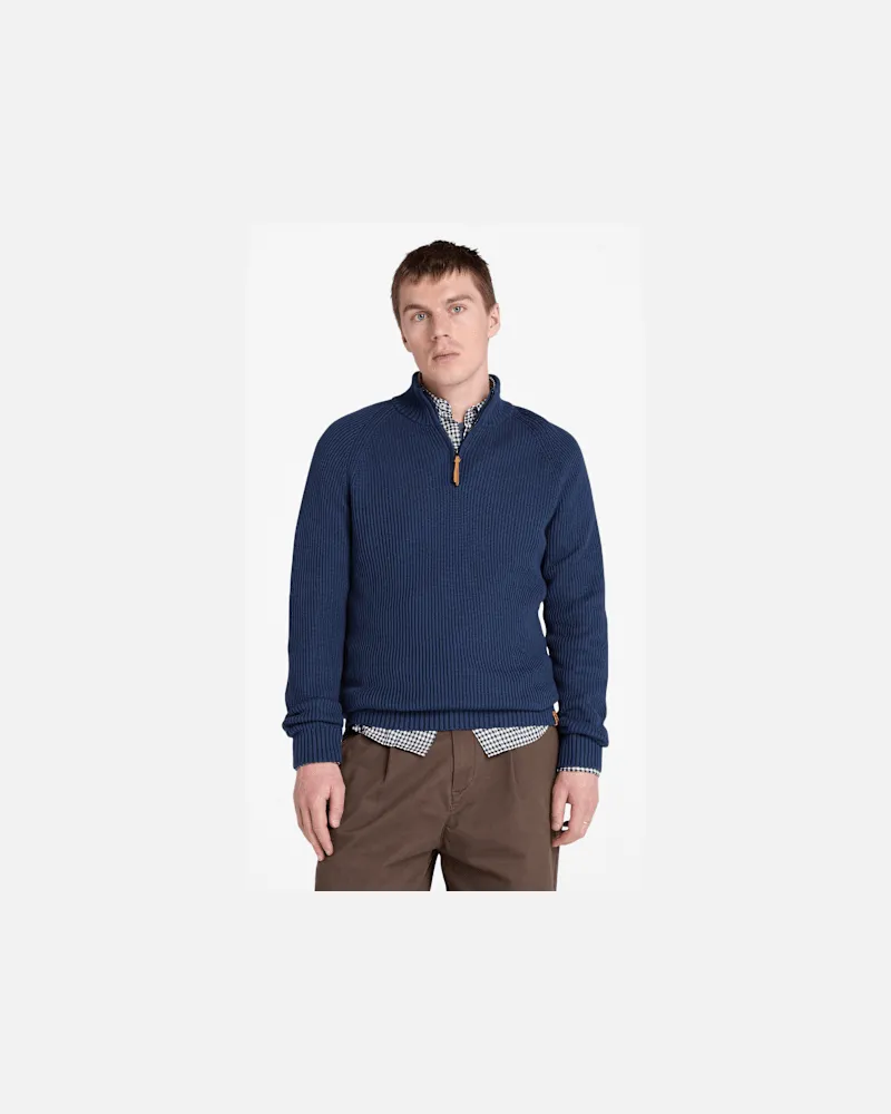 Timberland Strukturierter Williams River Pullover mit 1/4-Reißverschluss für Herren in Dunkelblau, Herren, Blau, Größe Blau
