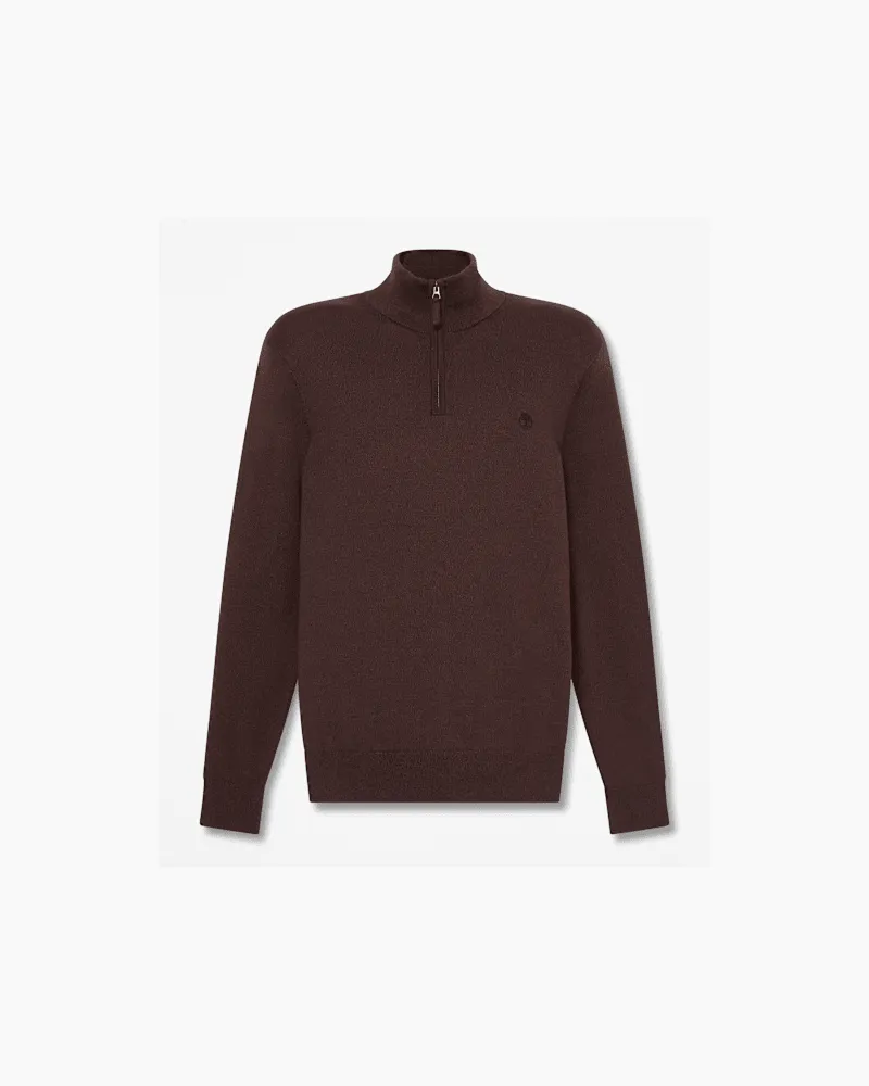 Timberland Williams River Baumwollpullover mit Viertelreißverschluss für Herren in Dunkelbraun, Herren, Braun, Größe Braun