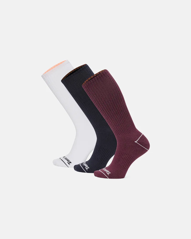 Timberland 3er-Pack Bowden Crew-Socken mit durchgehender Polsterung in Burgunderrot, Burgunderrot, Größe Burgunderrot