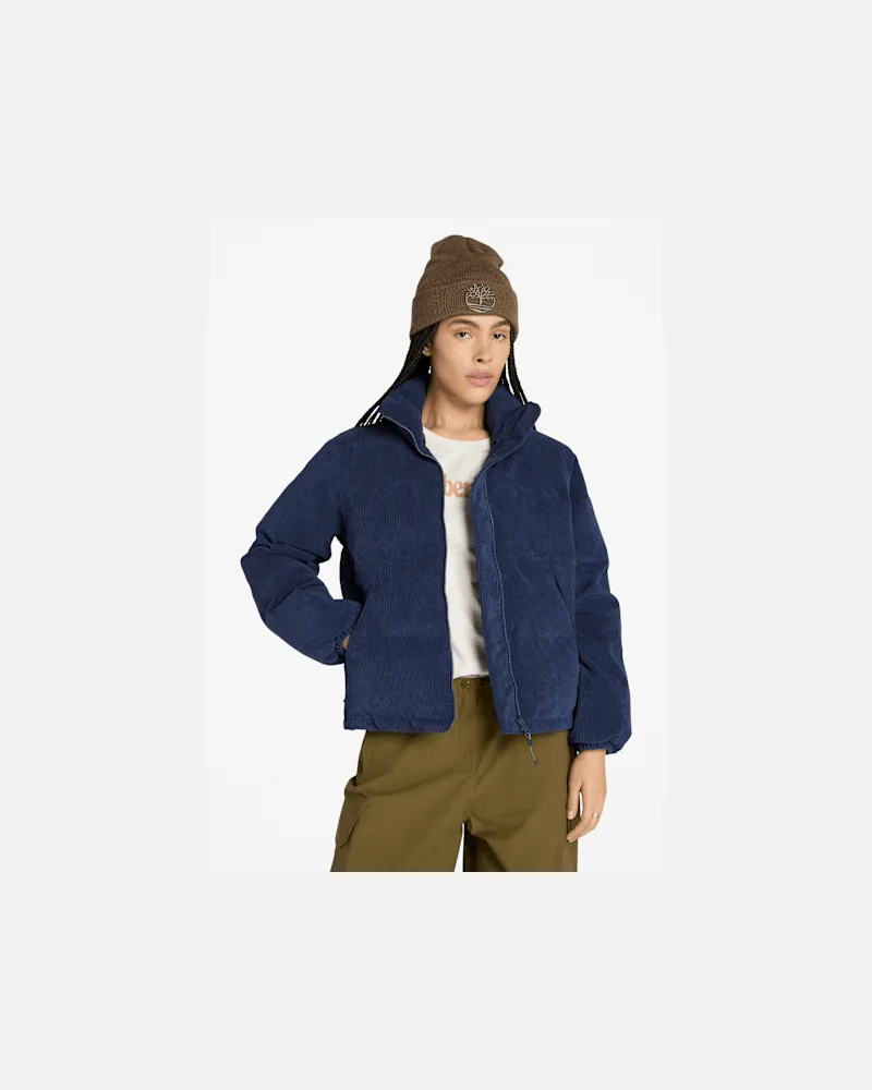 Timberland Wasserdichte Welch Mountain Cord-Steppjacke für Damen in Dunkelblau, Damen, Blau, Größe Blau