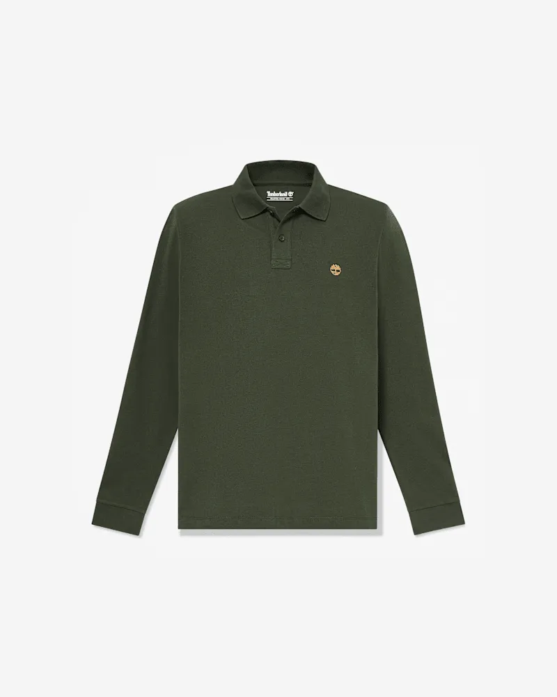 Timberland Oyster River Langarm-Polohemd in regulärer Passform für Herren in Dunkelgrün, Herren, Grün, Größe Grün