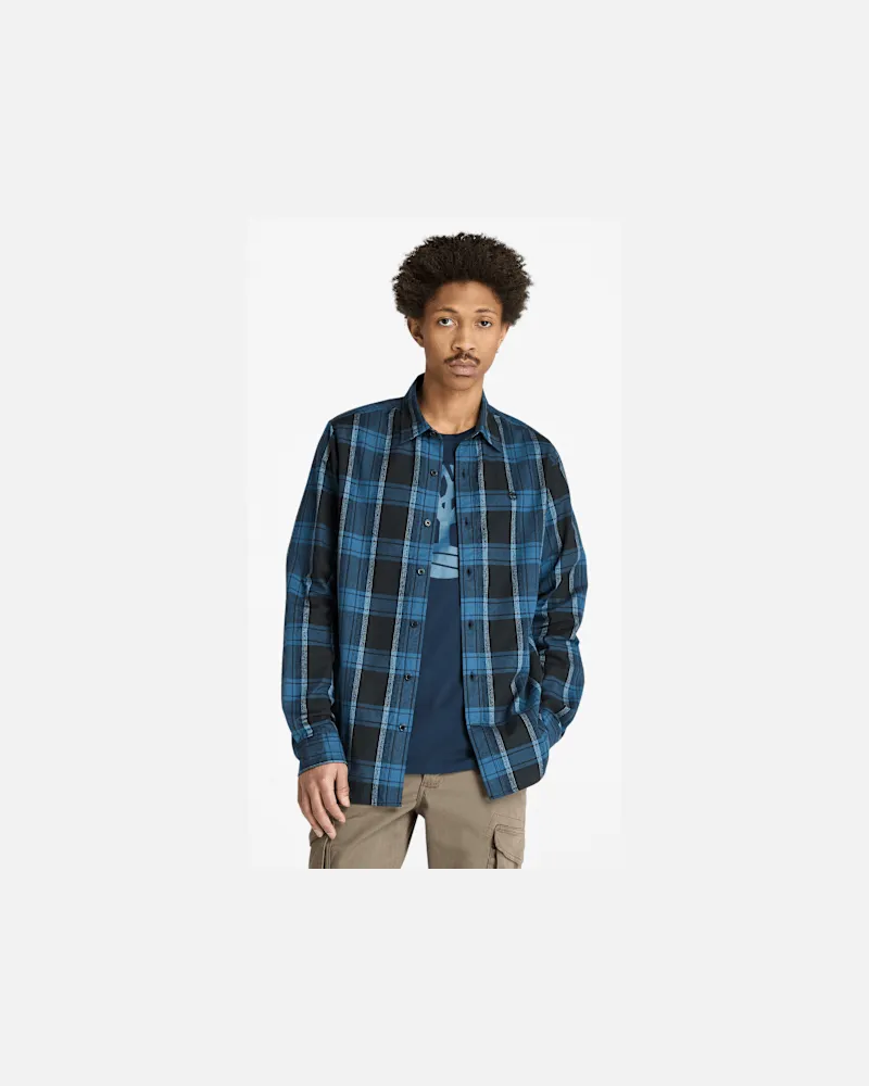 Timberland Kariertes Flanellhemd mit Fischgrätmuster für Herren in Schwarz, Herren, Schwarz, Größe Schwarz