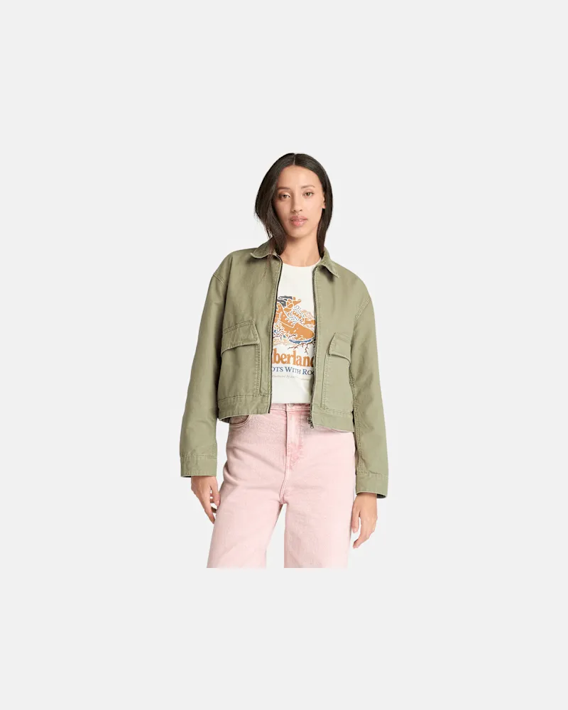Timberland Strafford Bomberjacke aus gewaschenem Canvas für Damen in Grün, Damen, Grün, Größe Grün