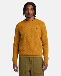 Timberland Phillips Brook Pullover mit Rundhalsausschnitt und Zopfmuster für Herren in , Mann Gelb