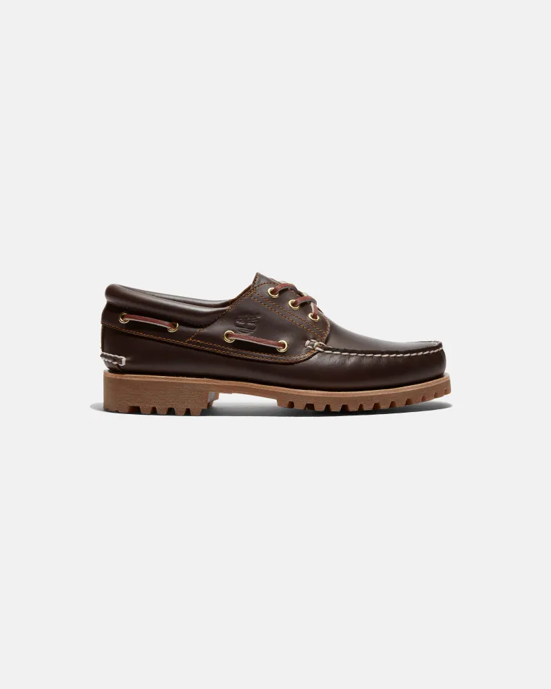 Timberland Handgenähter Timberland Authentic 3-Eye Lug Bootsschuh für Herren in Braun, Herren, Braun, Größe Braun