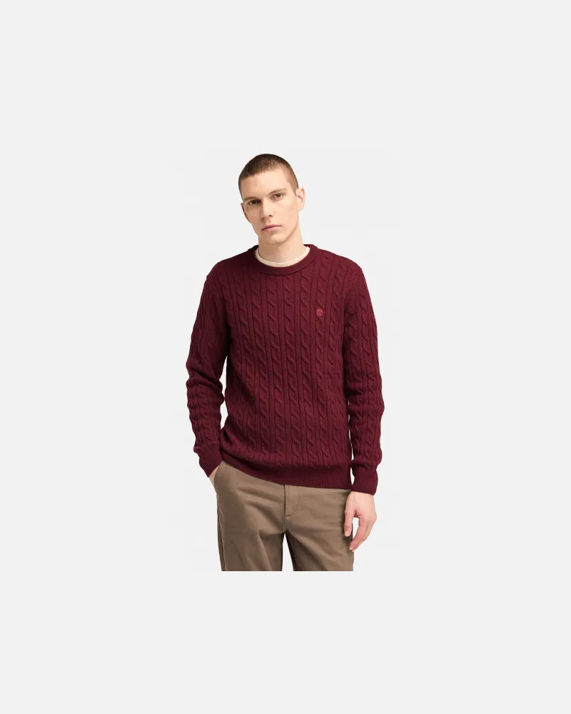 Timberland Phillips Brook Pullover mit Rundhalsausschnitt und Zopfmuster für Herren in Dunkel, Mann Rot