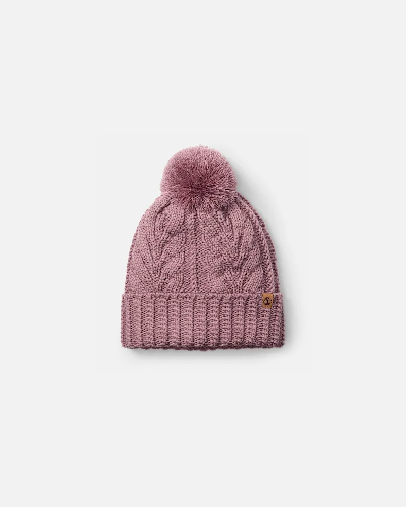 Timberland Strickmütze mit Zopfmuster in Pink, Damen, Pink Pink