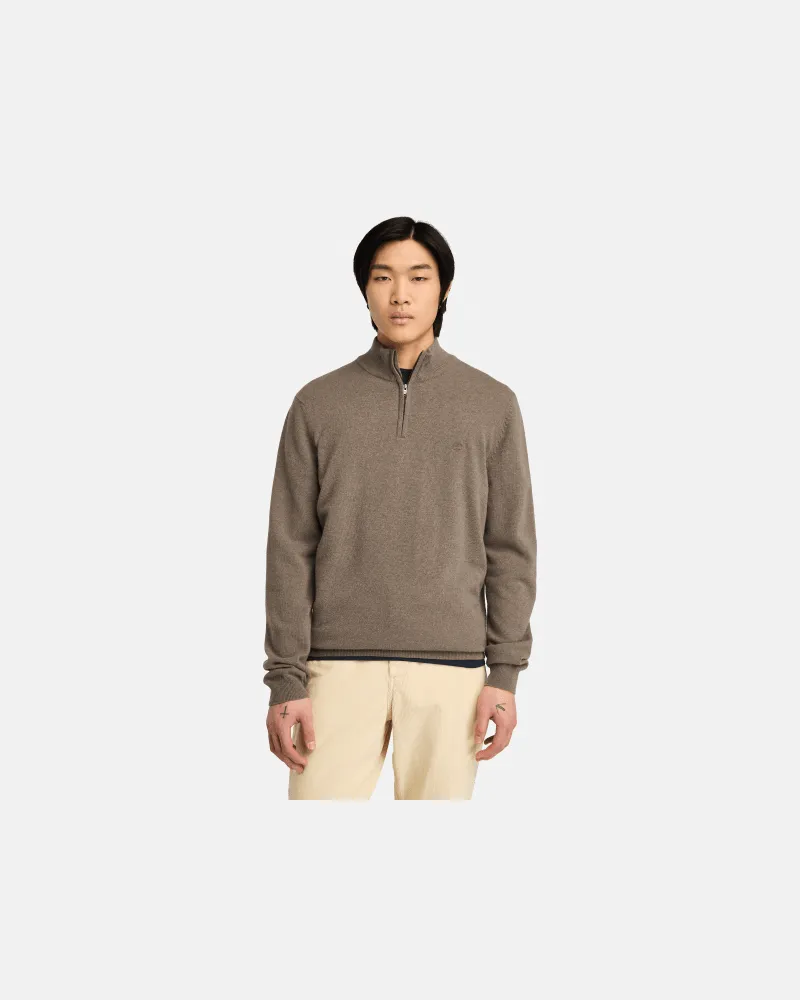 Timberland Cohas Brook Pullover aus Merinowolle mit 1/4-Reißverschluss für Herren in Braun, Herren, Braun, Größe Braun