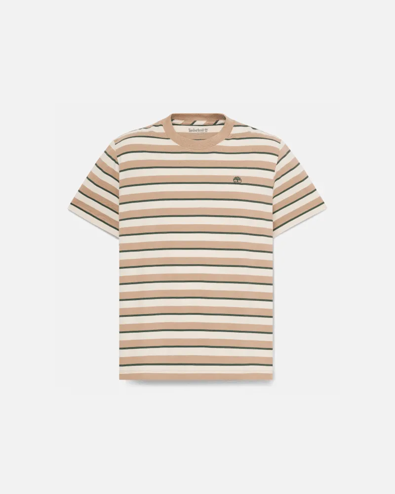 Timberland Gestreiftes Kurzarm-T-Shirt für Herren in Hellbraun, Herren, Braun, Größe Braun
