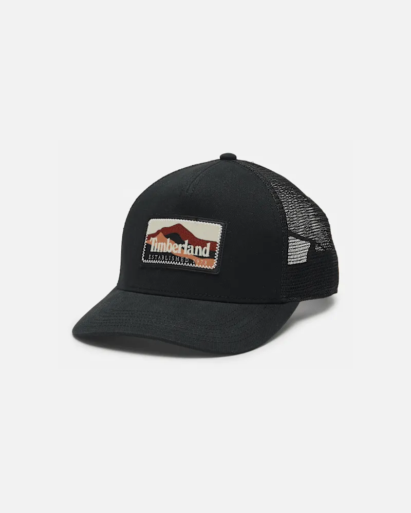 Timberland Mountain Patch Trucker-Cap in Schwarz, Schwarz Schwarz