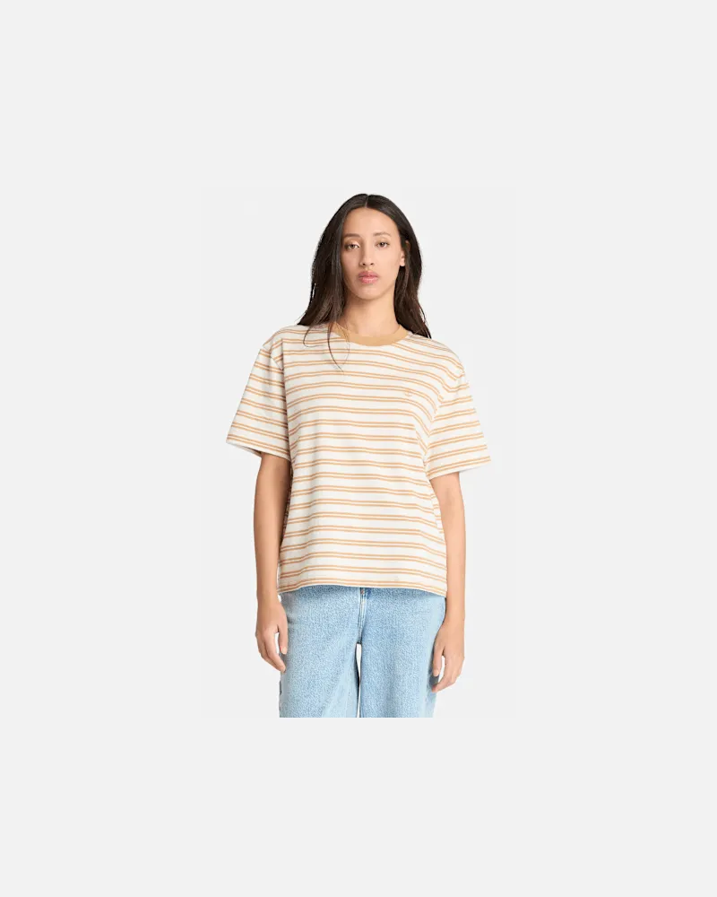 Timberland Gestreiftes Dunstan Kurzarm-T-Shirt für Damen in Gelb, Damen, Gelb, Größe Gelb