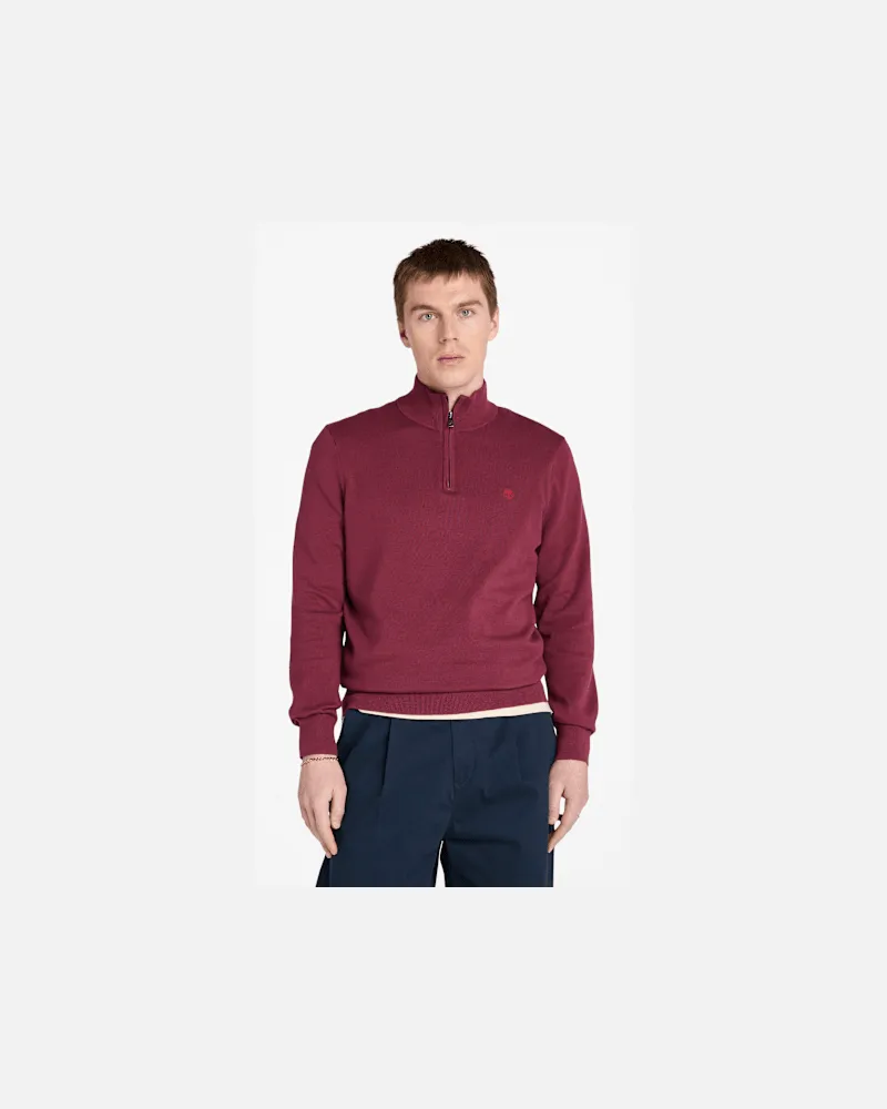 Timberland Williams River Pullover mit 1/4-Reißverschluss für Herren in Burgunderrot, Herren, Burgunderrot, Größe Burgunderrot
