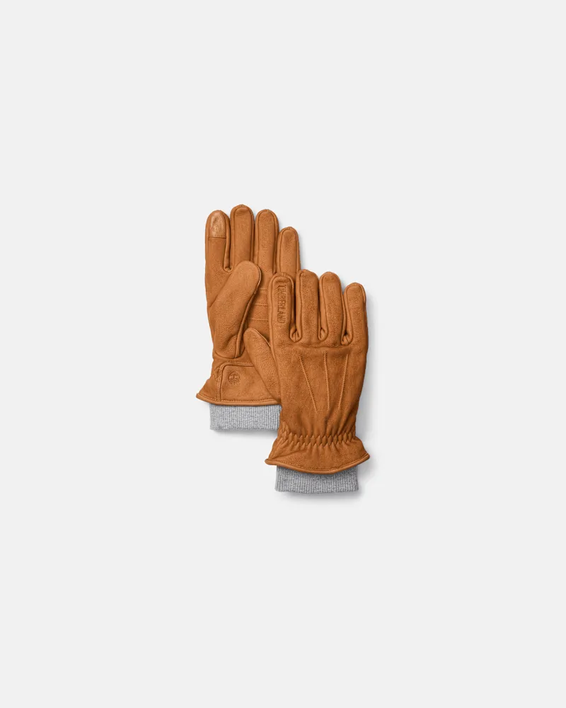 Timberland Lederhandschuhe mit Rippstrick in Gelb, Gelb, Größe Gelb