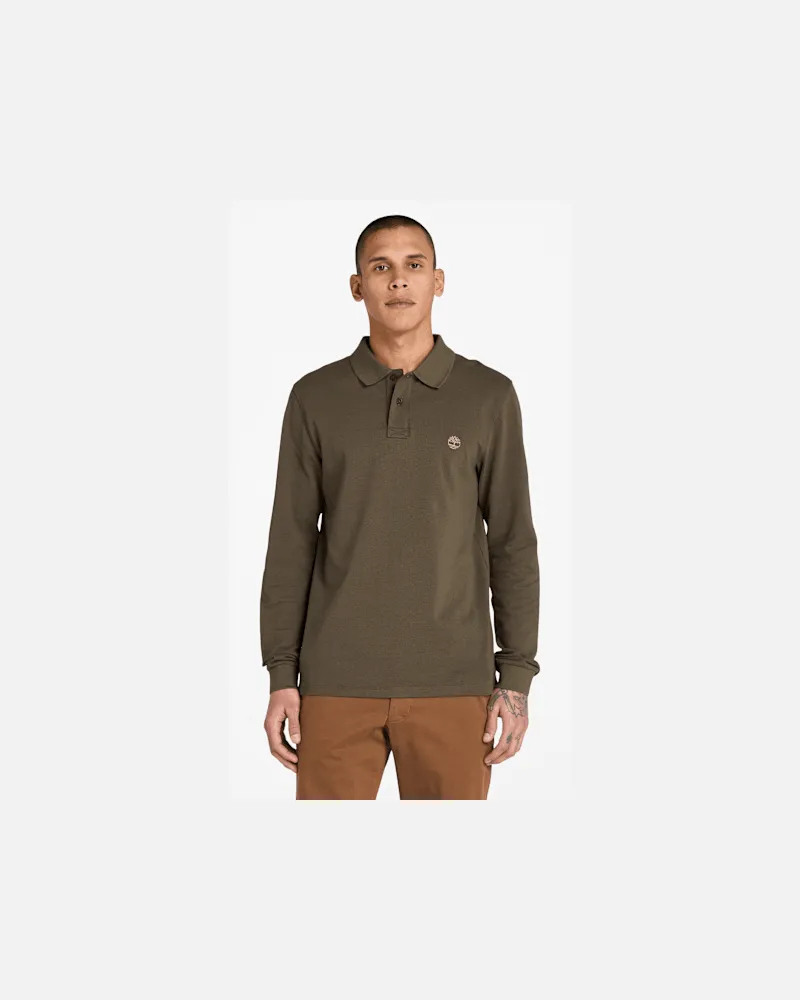 Timberland Millers River Langarm-Polohemd aus Pikee für Herren in Grün, Herren, Grün, Größe Grün
