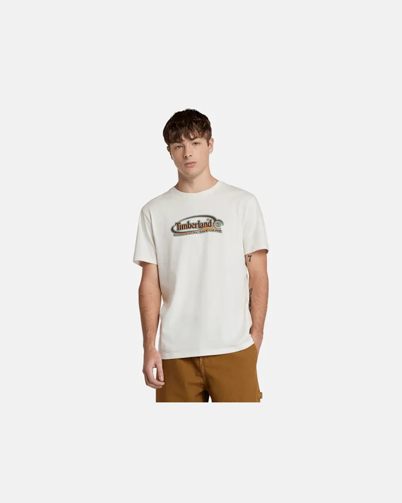 Timberland T-Shirt mit großem ovalem Logo für Herren in Weiß, Herren, Weiß, Größe Weiß