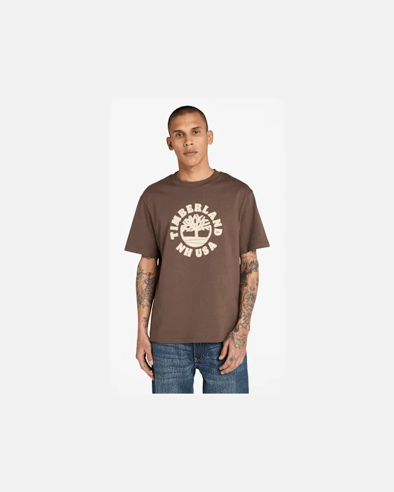 Timberland Kurzärmeliges T-Shirt mit Weihnachtsgrafik vorne für Herren in Braun, Herren, Braun, Größe Braun