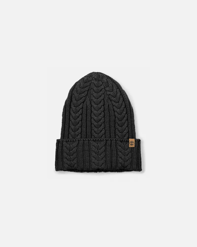 Timberland Strickmütze mit Zopfmuster in Schwarz, Damen, Schwarz Schwarz