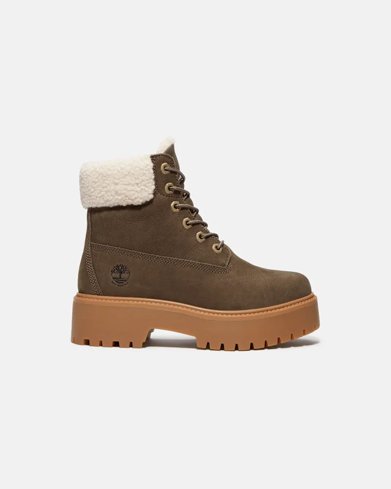 Timberland Wasserdichter Stone Street Boot mit Plateausohle und warmem Futter für Damen in Dunkelbraun, Damen, Braun, Größe Braun