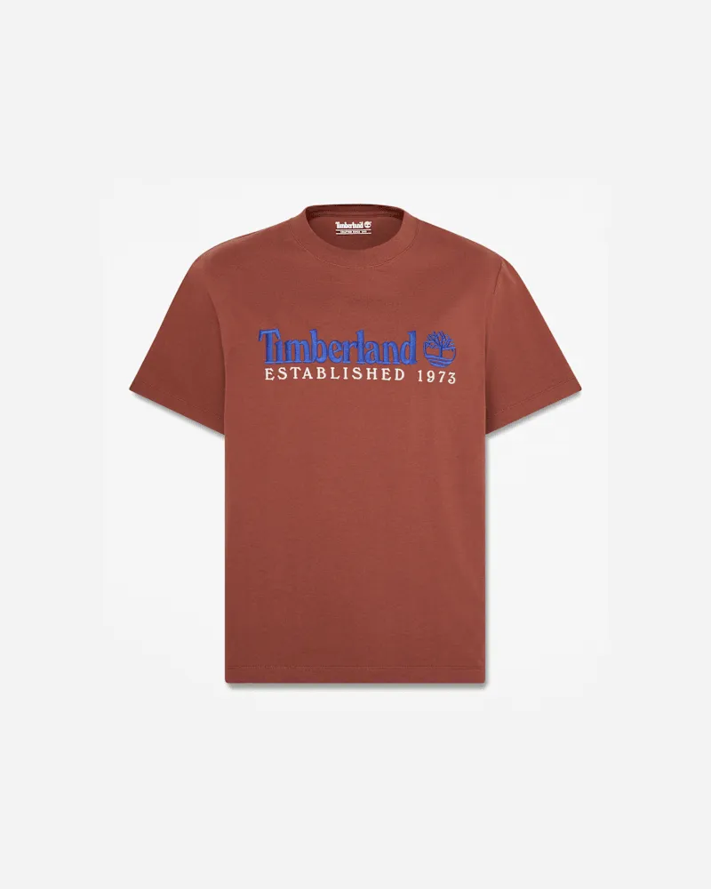 Timberland Kurzarm-T-Shirt mit „Established 1973"-Stickerei für Herren in Braun, Herren, Braun, Größe Braun