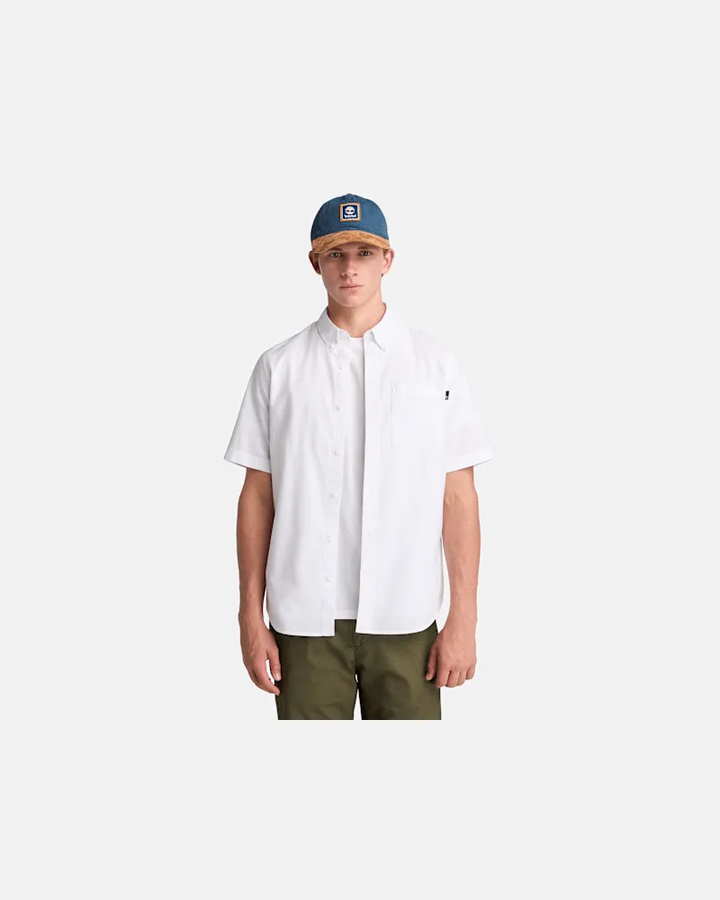 Timberland Garngefärbtes Gale River Kurzarm-Oxfordhemd für Herren in Weiß, Herren, Weiß, Größe Weiß