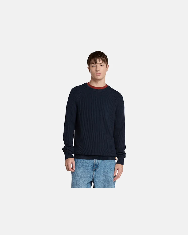 Timberland Rippstrickpullover mit Raglanärmeln für Herren in Dunkelblau, Herren, Blau, Größe Blau