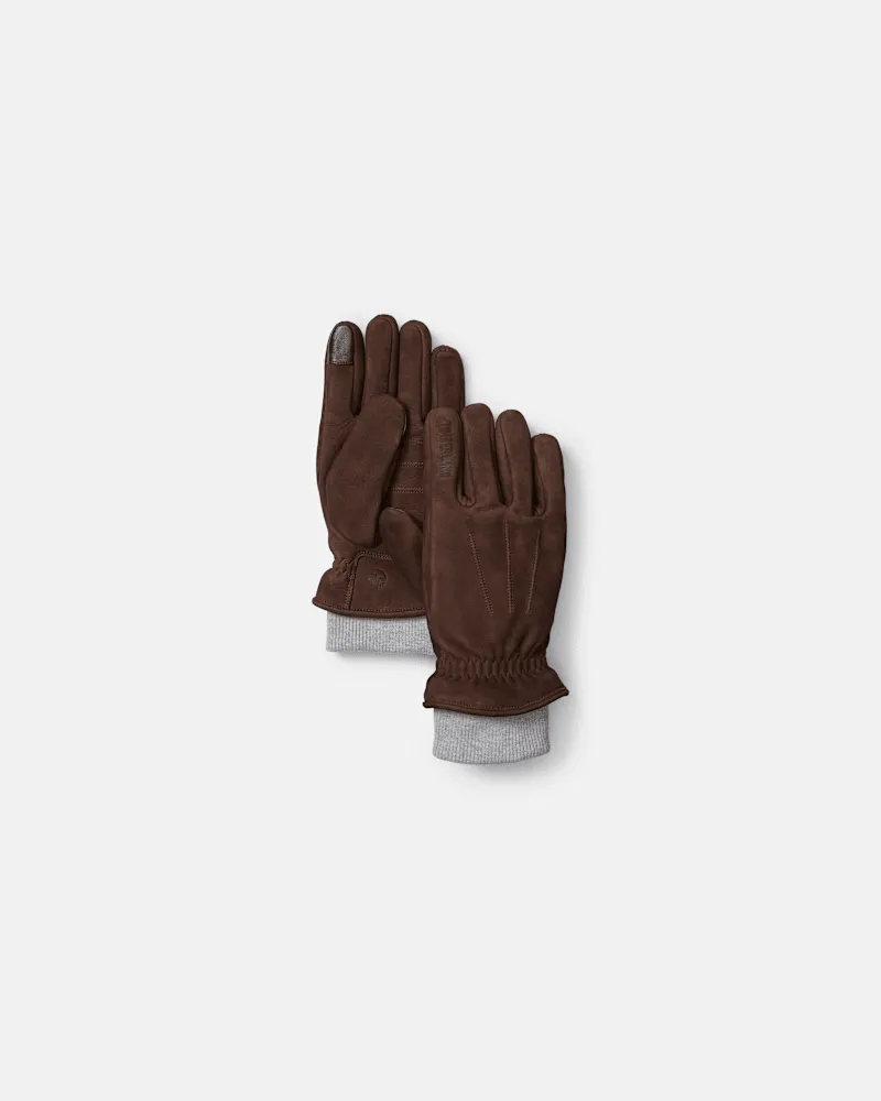 Timberland Lederhandschuhe mit Rippstrick in Braun, Braun, Größe Braun