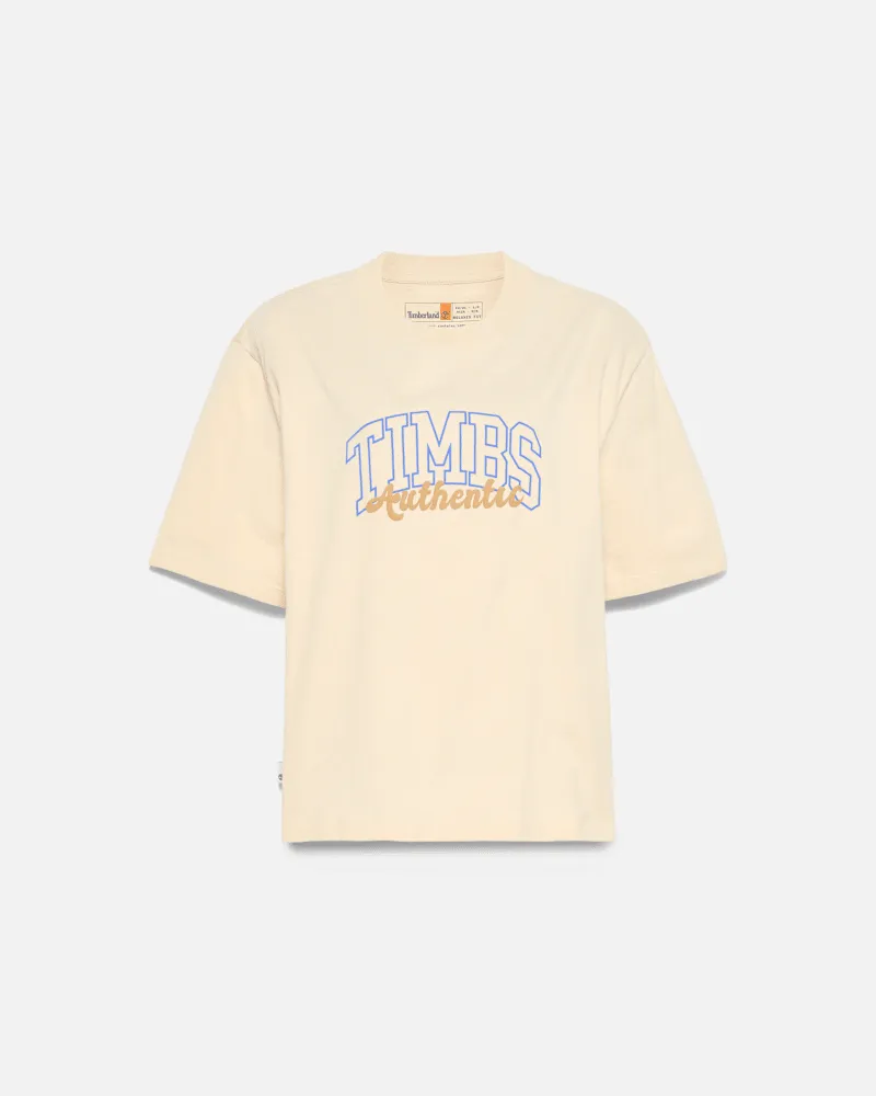 Timberland Timberland Varsity Kurzarm-T-Shirt mit Grafik für Damen in Beige, Damen, Beige, Größe Beige
