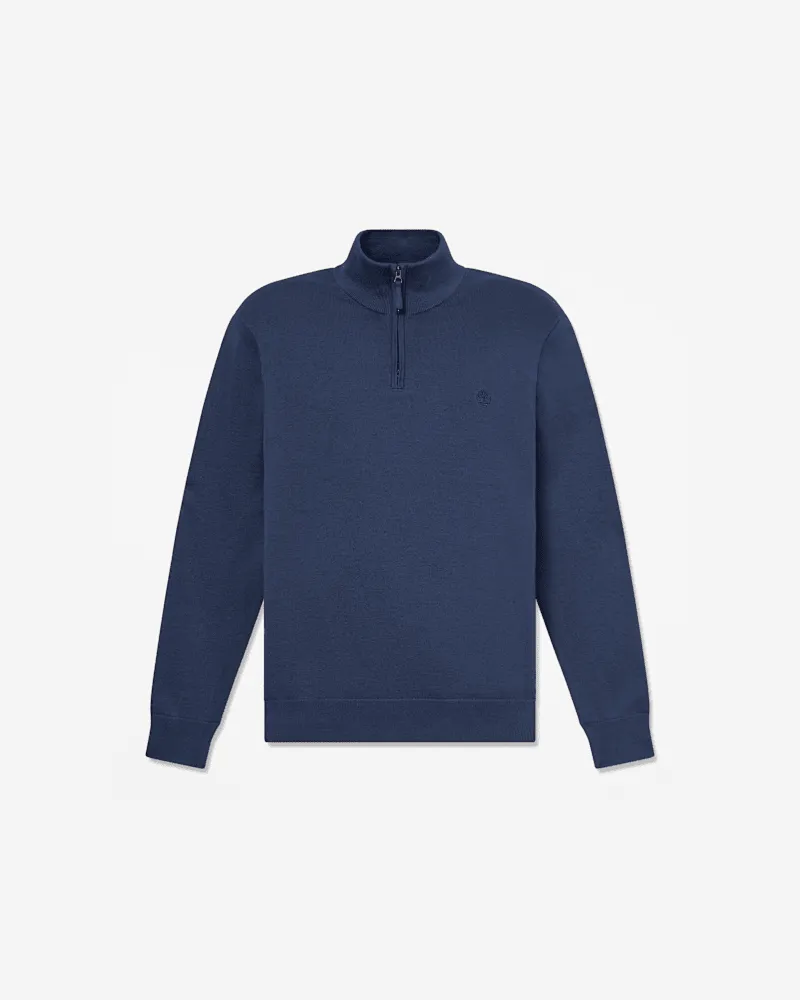 Timberland Williams River Baumwollpullover mit Viertelreißverschluss für Herren in Dunkelblau, Herren, Blau, Größe Blau