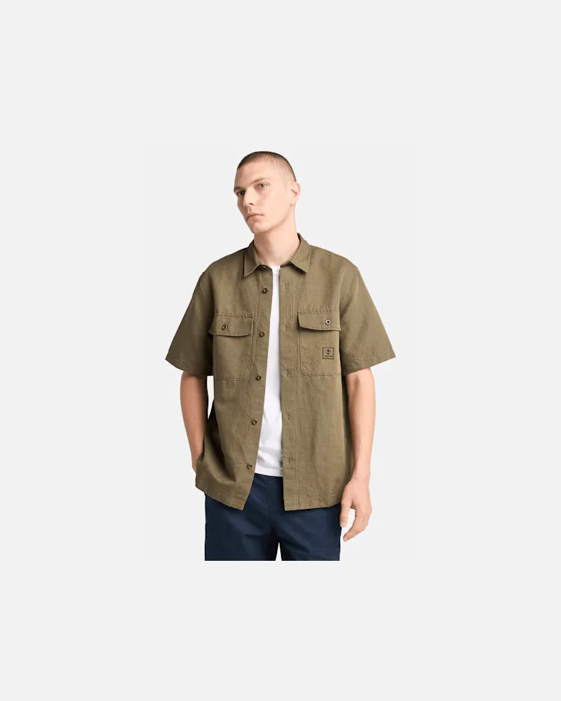 Timberland Utility-Hemdjacke aus Baumwolle und Leinen für Herren in Grün, Herren, Grün, Größe Grün