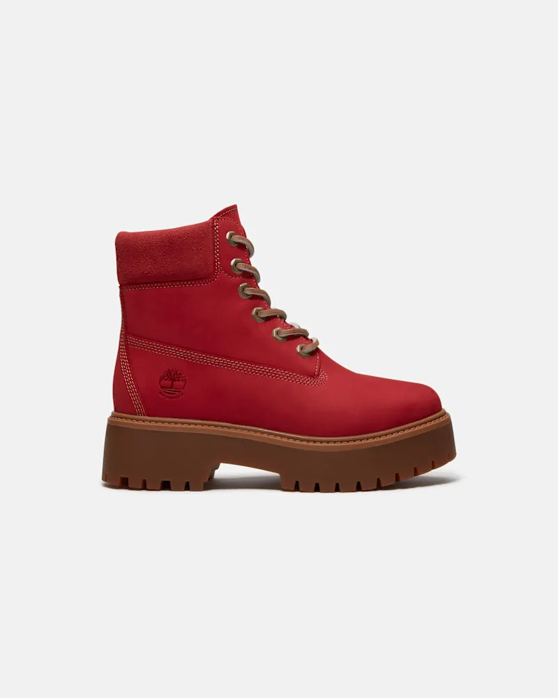 Timberland Wasserdichter Stone Street 6-Inch-Boot mit Plateausohle für Damen in Rot, Damen, Rot, Größe Rot