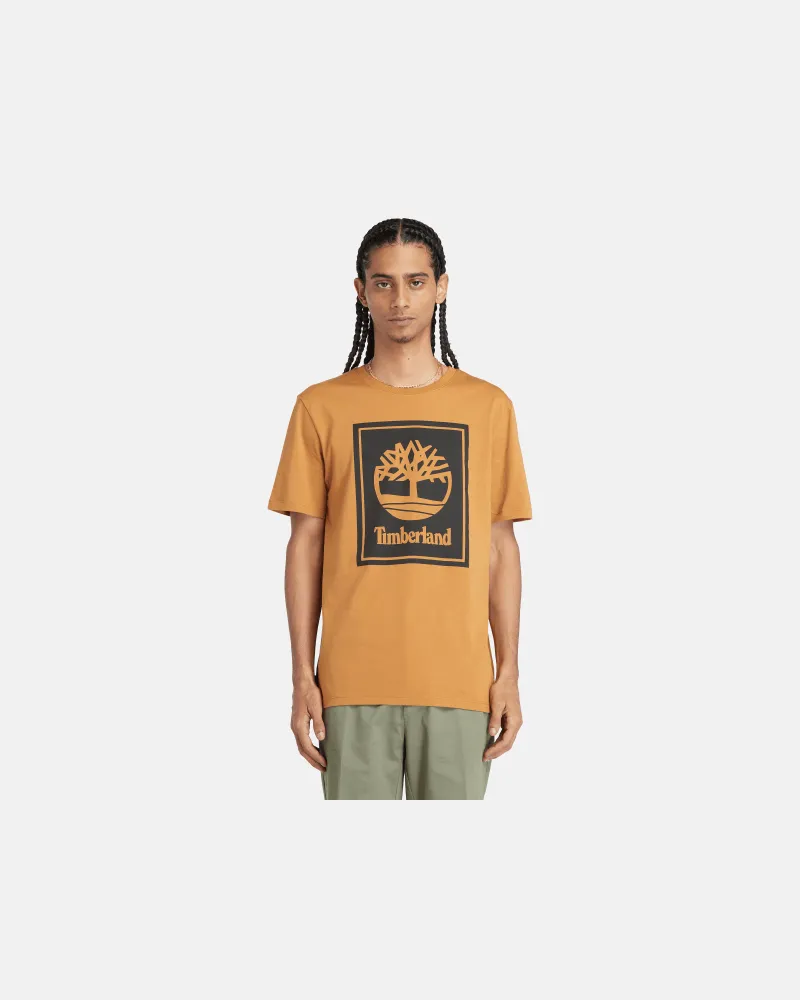 Timberland T-Shirt mit kontrastierendem Stack-Logo für Herren in Dunkelgelb, Herren, Gelb, Größe Gelb