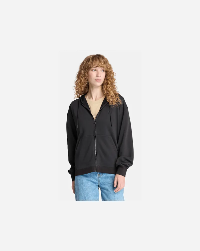 Timberland Exeter Loopback-Hoodie mit durchgehendem Reißverschluss für Damen in Schwarz, Damen, Schwarz, Größe Schwarz