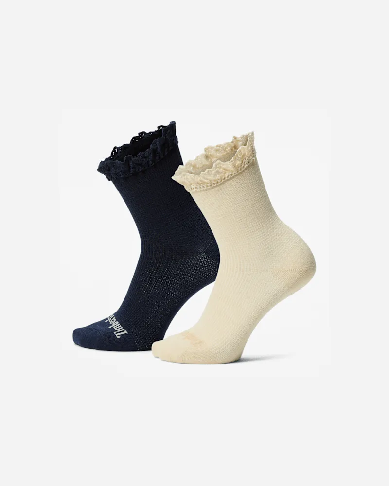 Timberland Timberland niedrige Crew-Socken mit Rüschen im 2er-Pack für Damen in Beige, Damen, Beige, Größe Beige