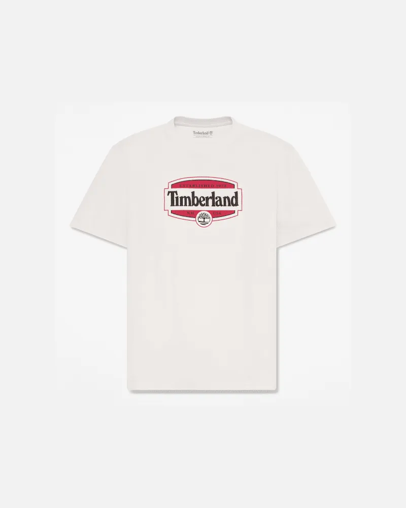 Timberland Kurzarm-T-Shirt mit traditionellem Siegel für Herren in Weiß, Herren, Weiß, Größe Weiß